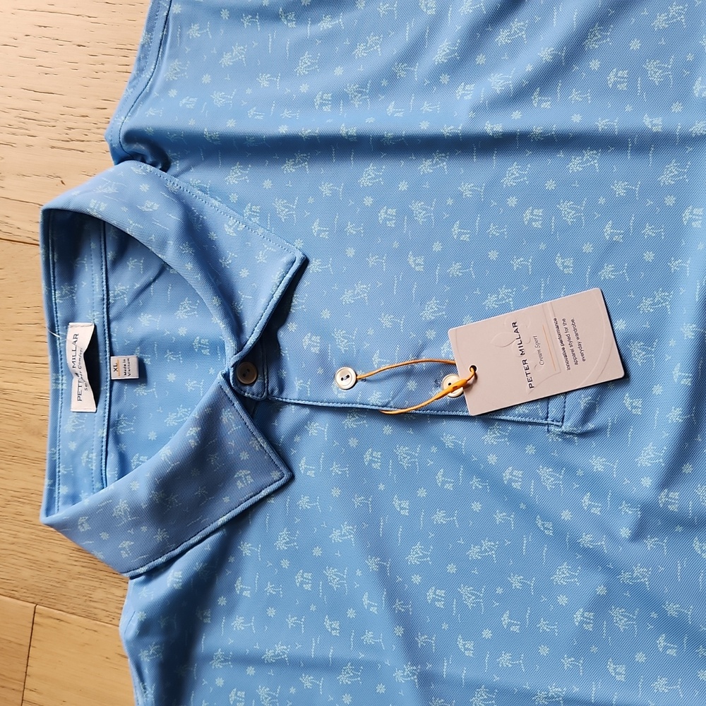 Peter Millar Shark Tooth Island Performance Mesh Polo in Cottage Blue - Picture 8 of 15